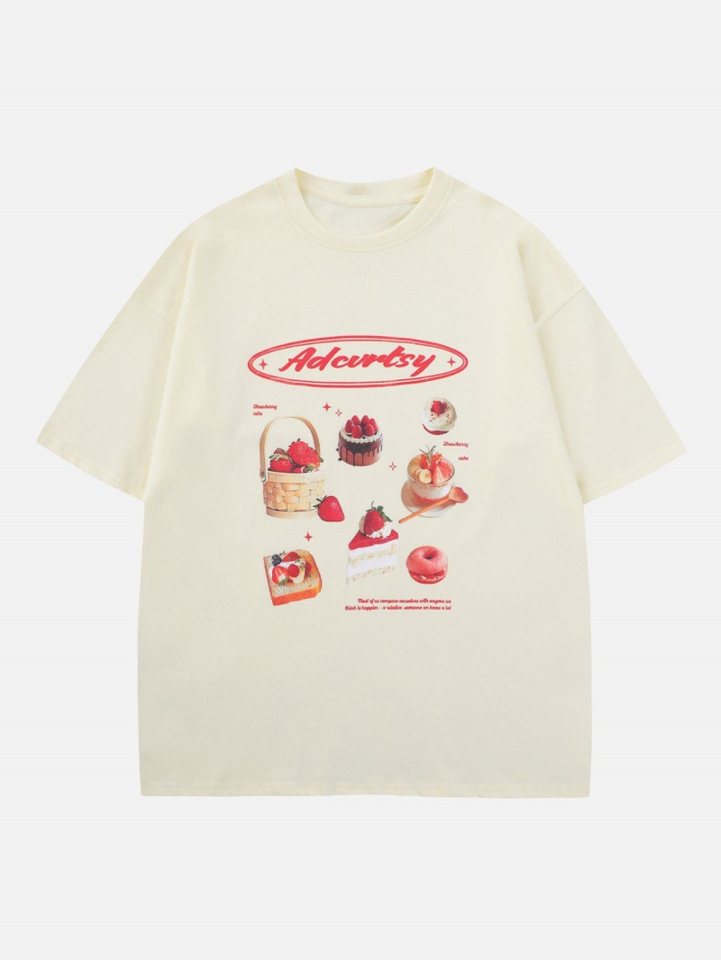 Grise  T Shirts Aelfric Eden Strawberry Cake Print Tee - TIC-3207147